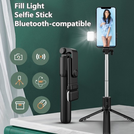 Bluetooth selfie stick, 360° rotating live streaming phone holde