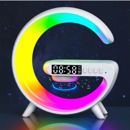 5IN1 Smart wireless Charger Table Lamp Bluetooth Speaker Alarm Clock RGB Colorful Atmosphere Lights