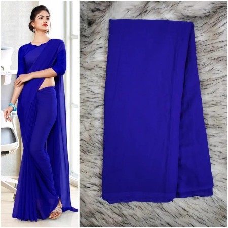 One color plain jorjet sari