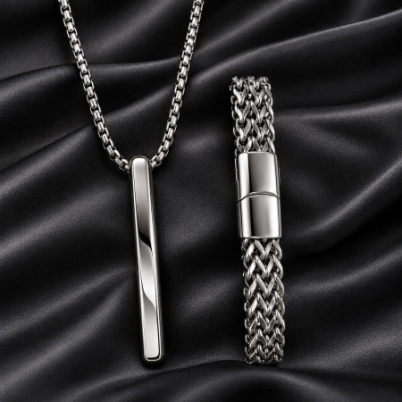 Collier Neck Chain and braclet for Men & Boys - Stainless Steel